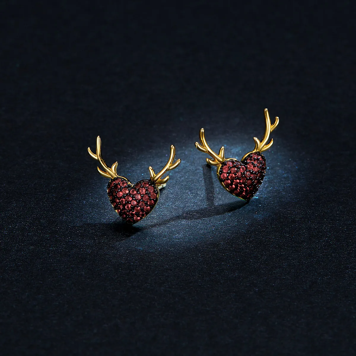 Pandora Style Deer Love Stud Earrings - BSE313