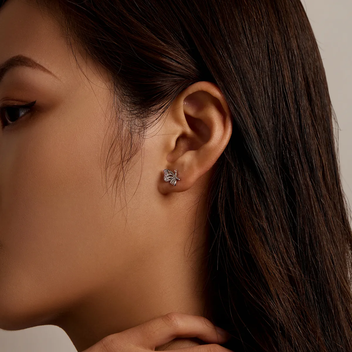 Pandora Style Delicate Butterfly Stud Earrings - BSE574