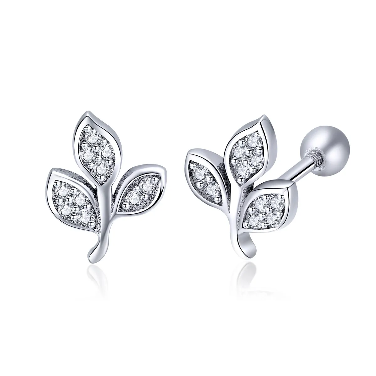 Pandora Style Listening to The Leaves Stud Earrings - SCE431