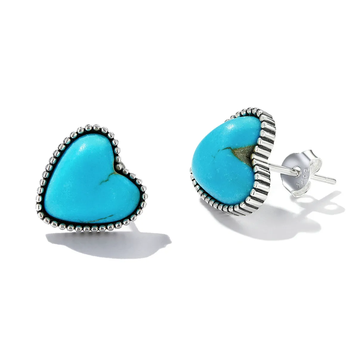 Pandora Style Love Turquoise Stud Earrings - BSE591