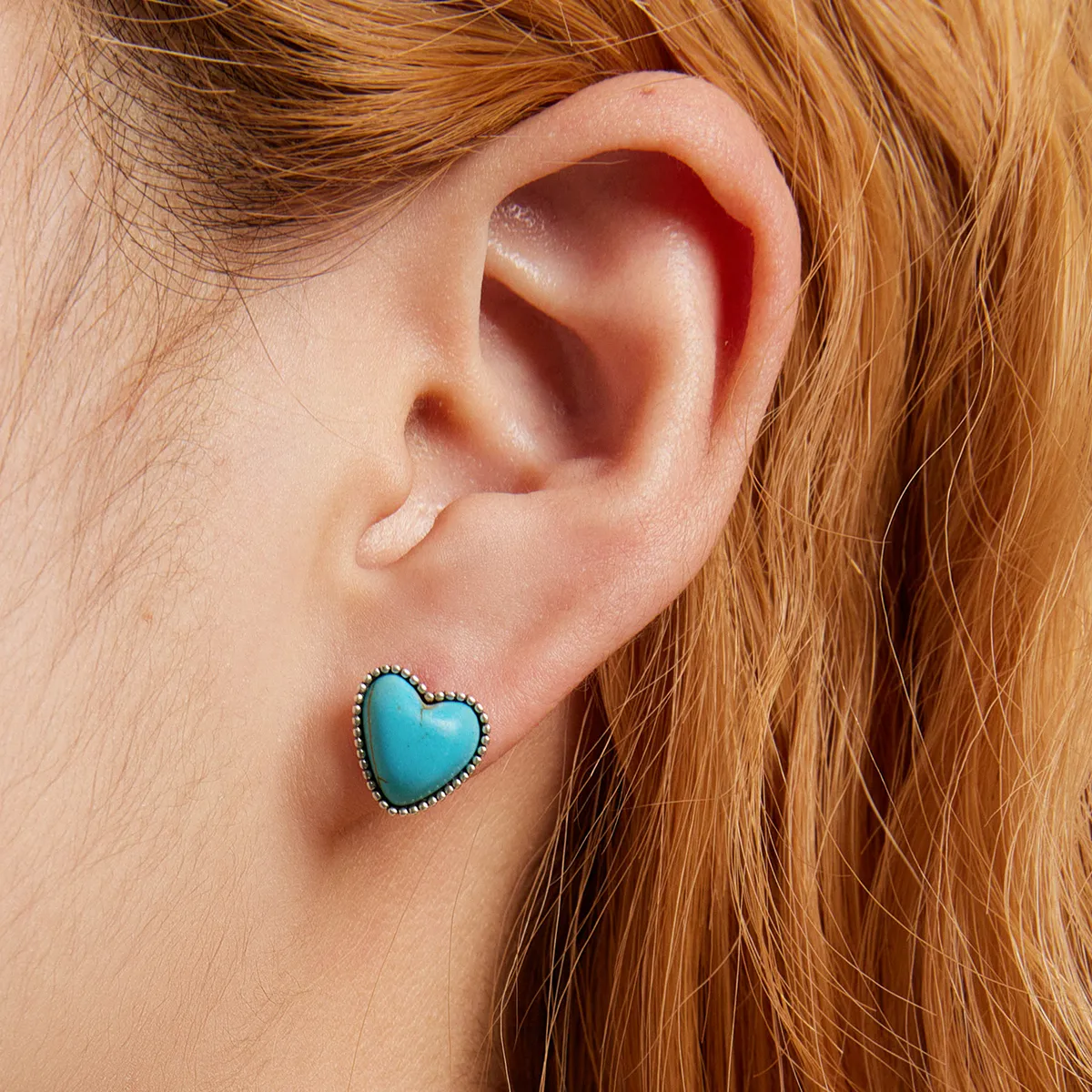 Pandora Style Love Turquoise Stud Earrings - BSE591