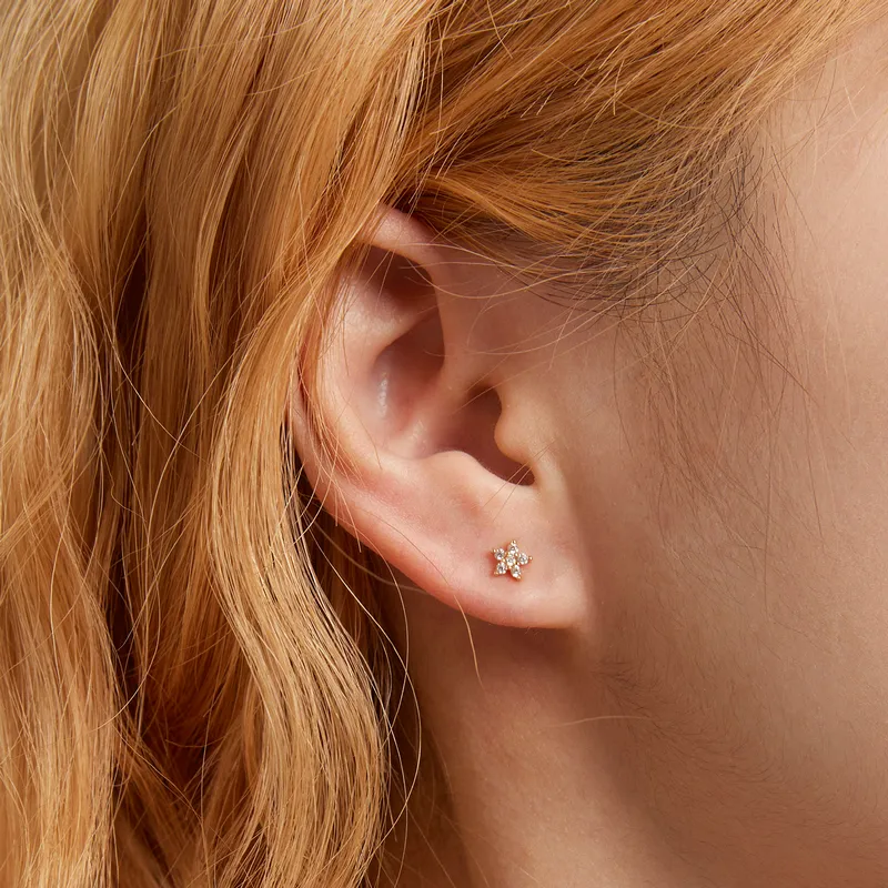 Pandora Style Mini Flower Stud Earrings - BSE598-B