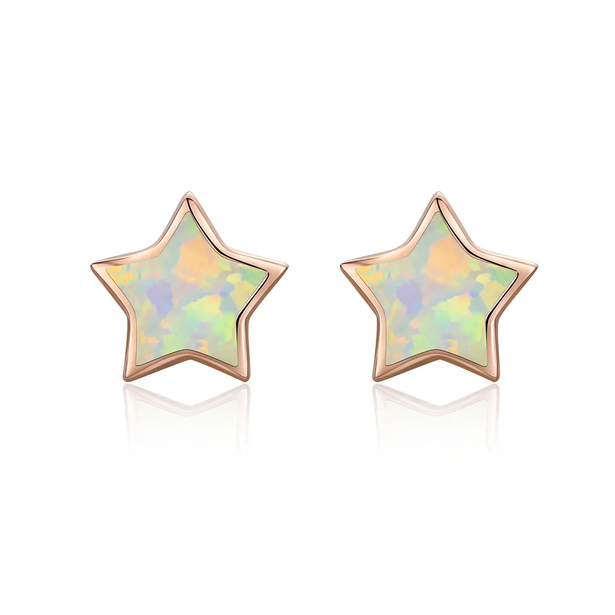 pandora style opal pentagram stud earrings sce674