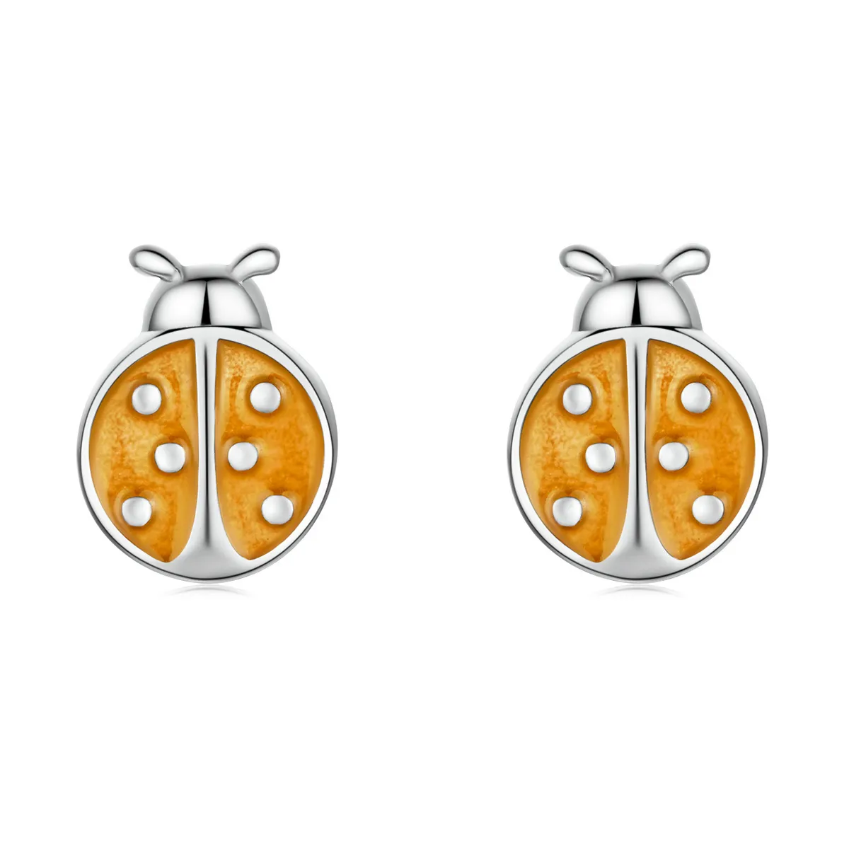 pandora style orange ladybug stud earrings sce1345