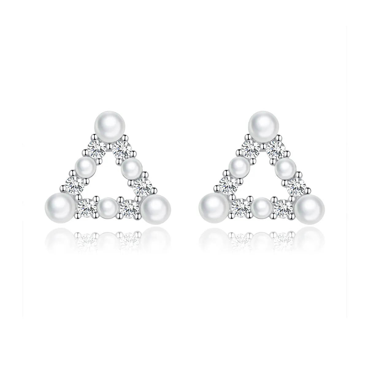 pandora style pearl triangle stud earrings bse215
