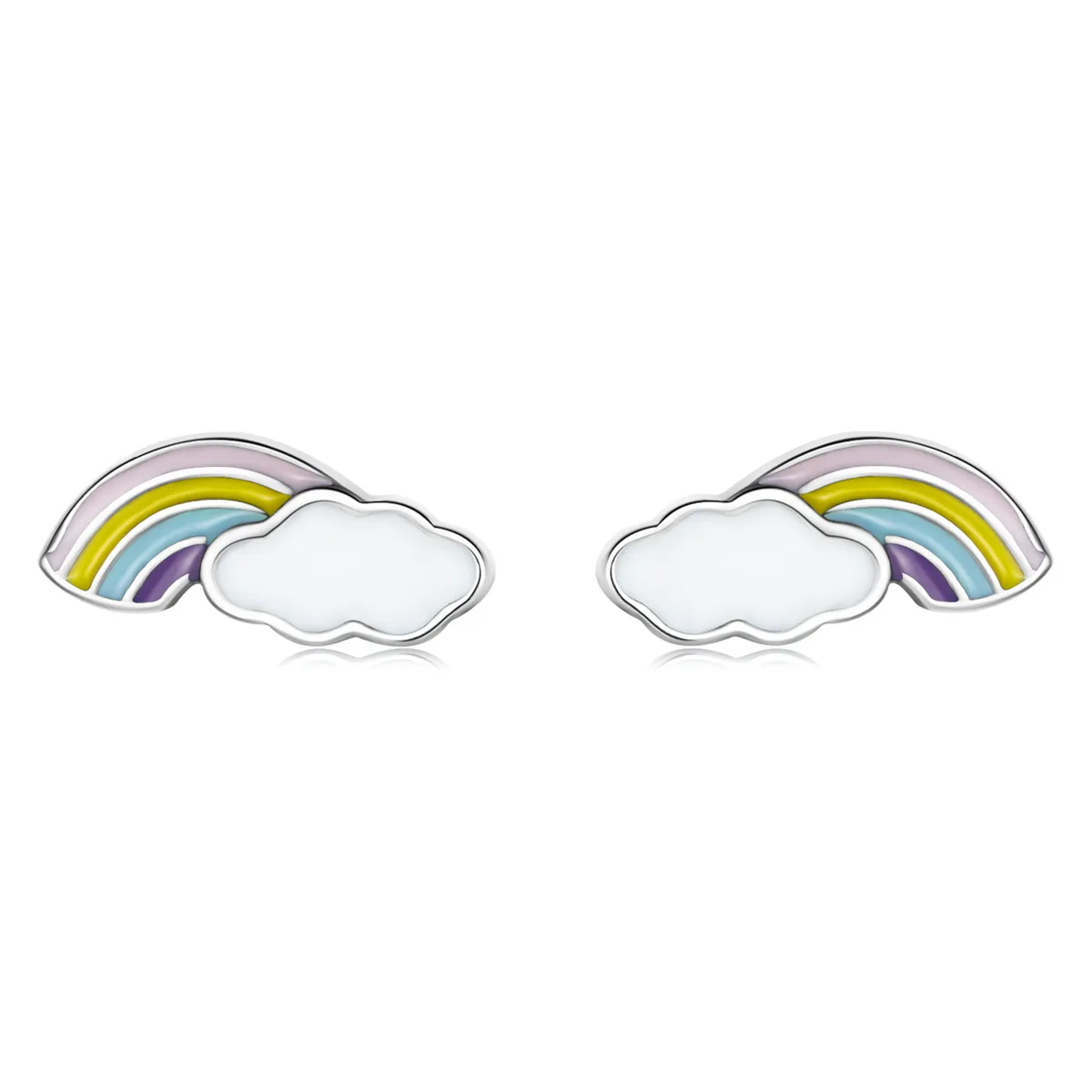 pandora style rainbow clouds stud earrings sce1274