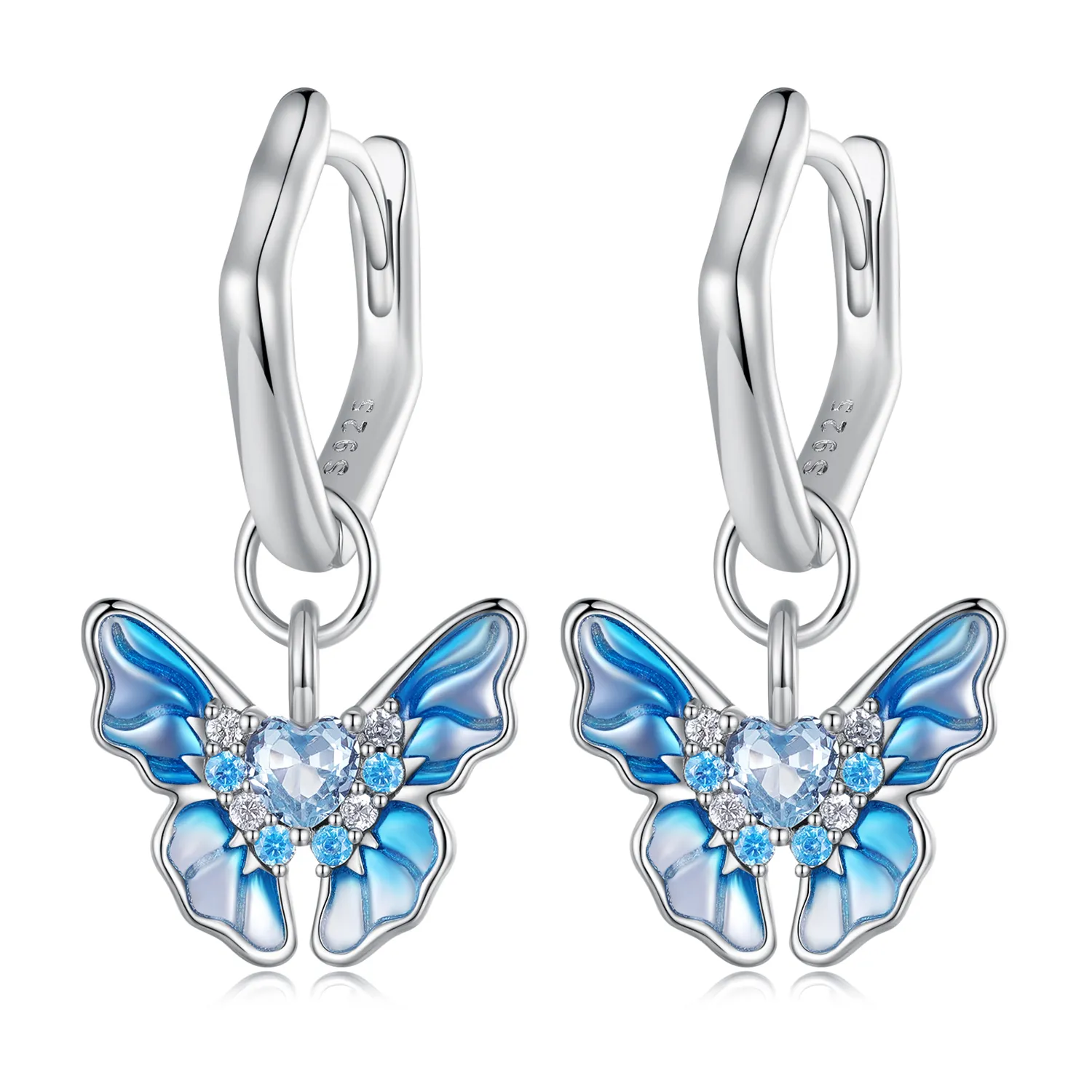 pandora style butterfly hoops earrings bse845