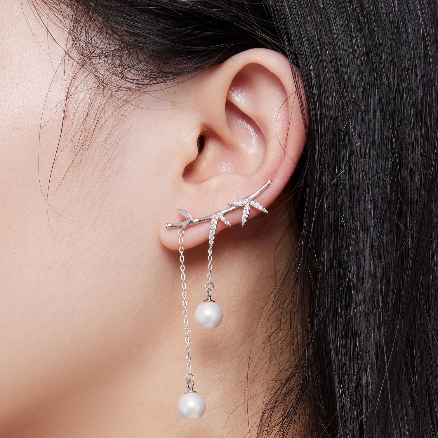Pandora Style Delicate Bamboo Shell Beads Dangle Earrings - BSE821