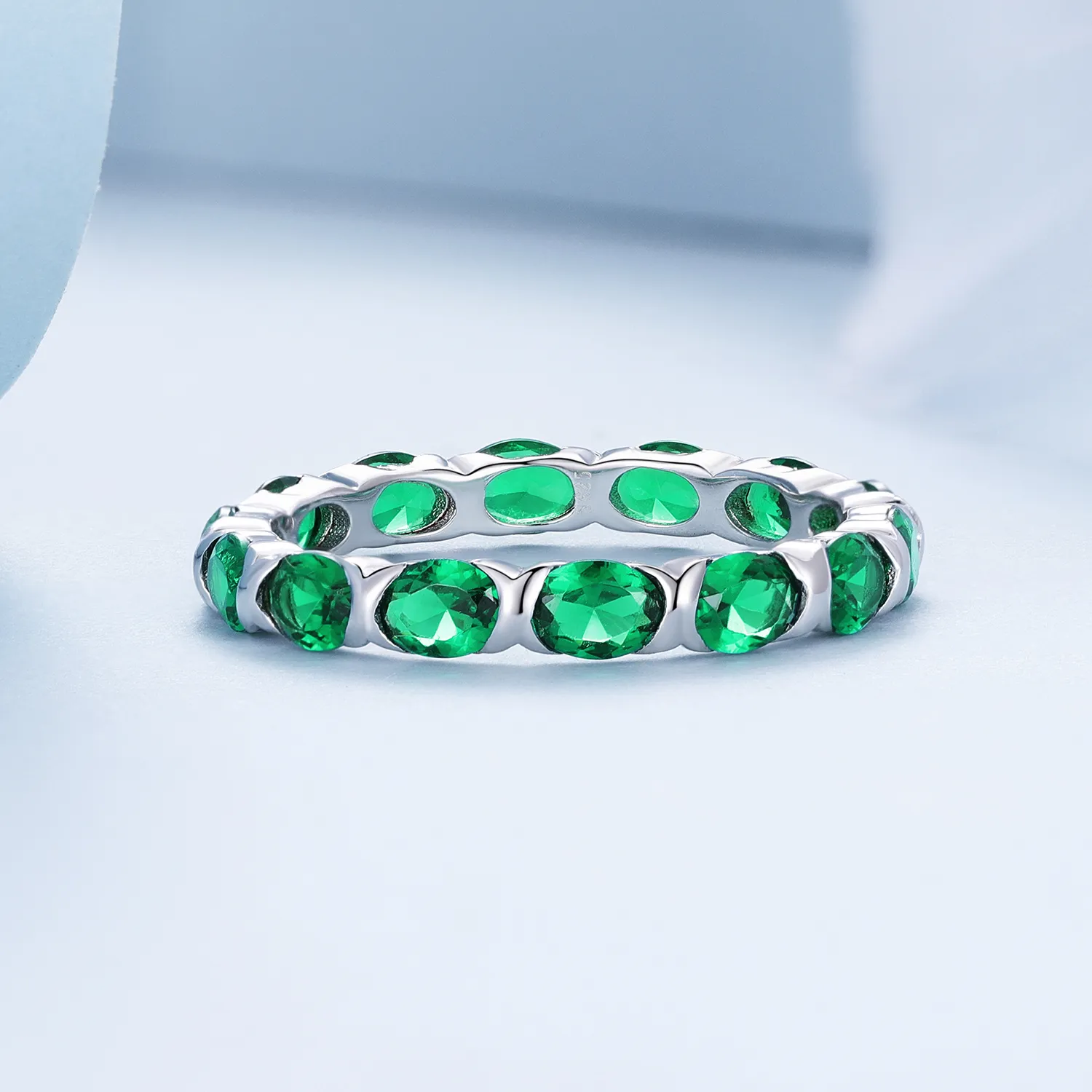 Pandora Style Full Pave Green Spinel Ring - BSR432