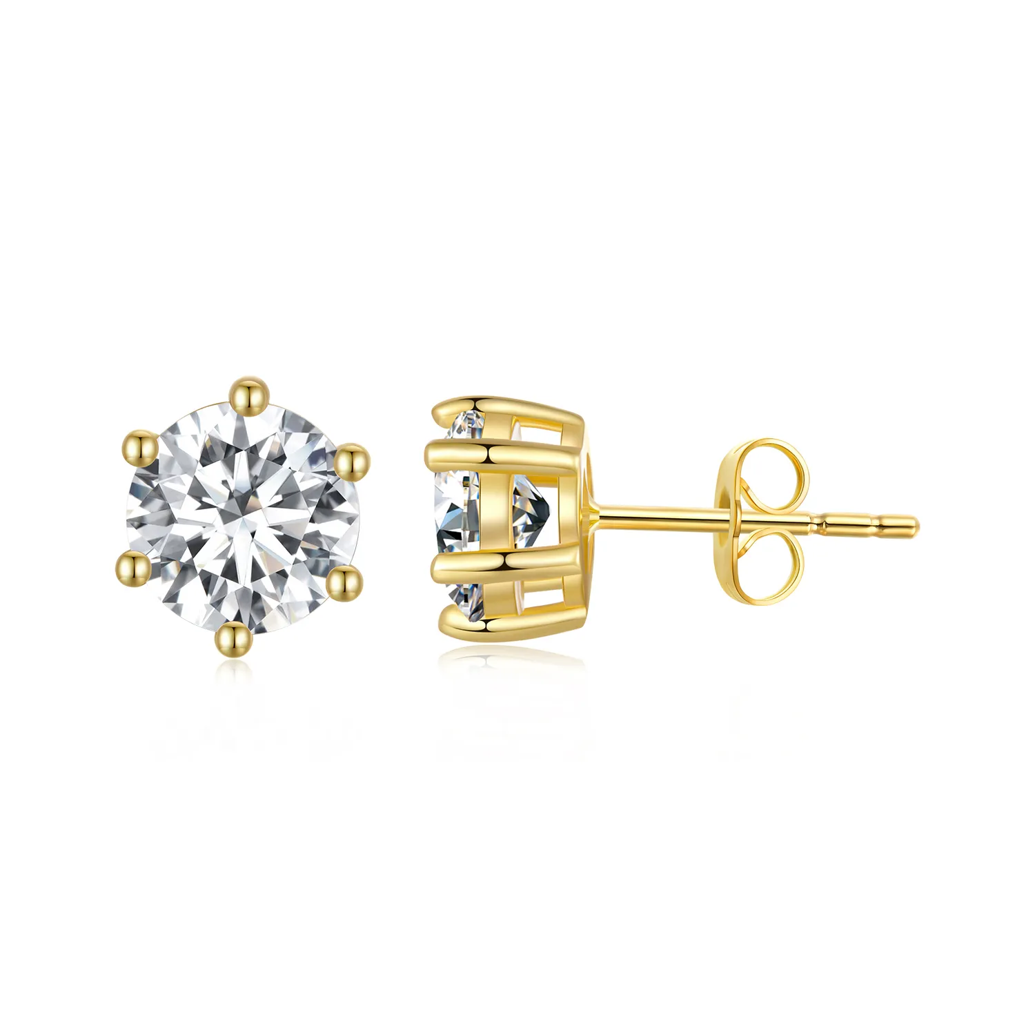 pandora style gold plated shiny zircon stud earrings bse615 7b