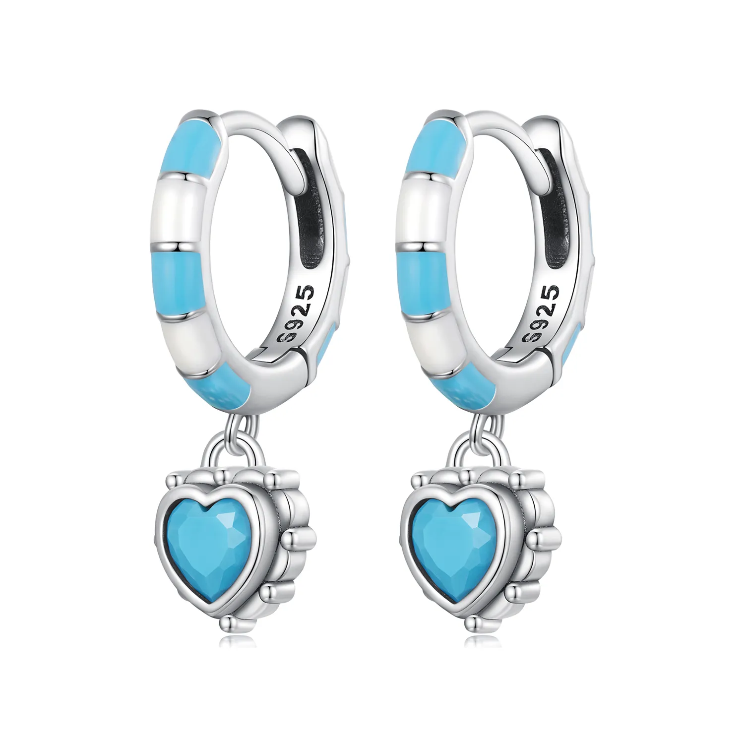 pandora style heart shaped hoops earrings sce1594