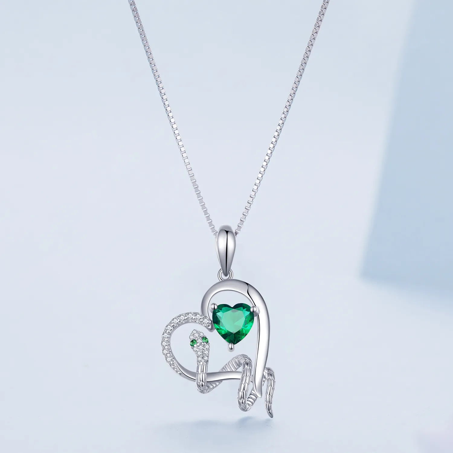 Pandora Style Necklace with Exquisite Snake Winding Heart Shape - BSN327