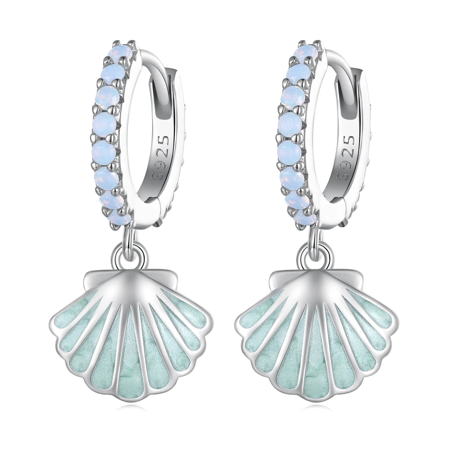 Pandora Style Shell Hoops Earrings - BSE842