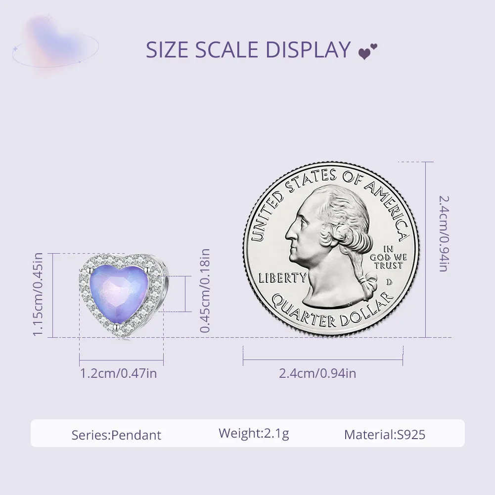 Pandora Style Purple Heart Charm - SCC2453