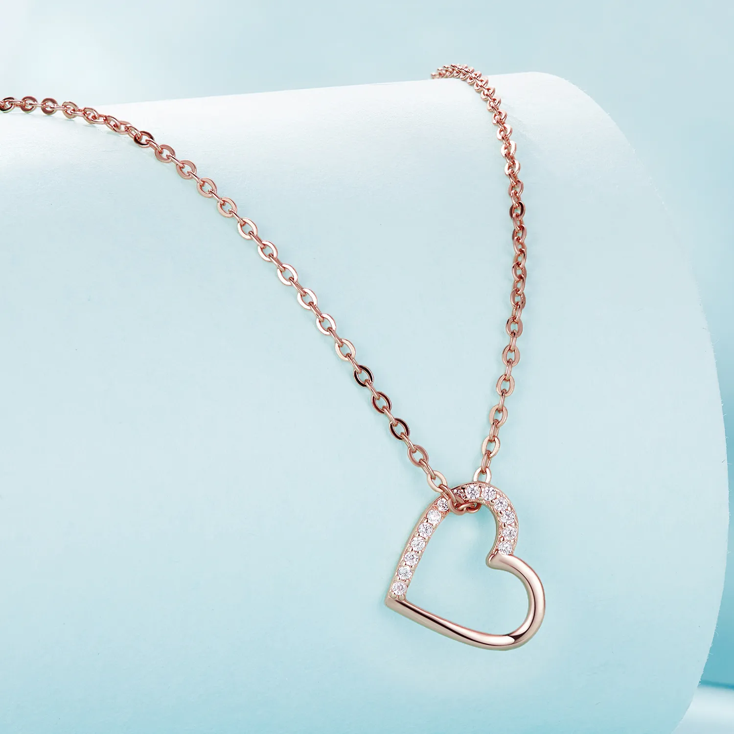 Pandora Style Rose Gold Heart Necklace - SCN347-C