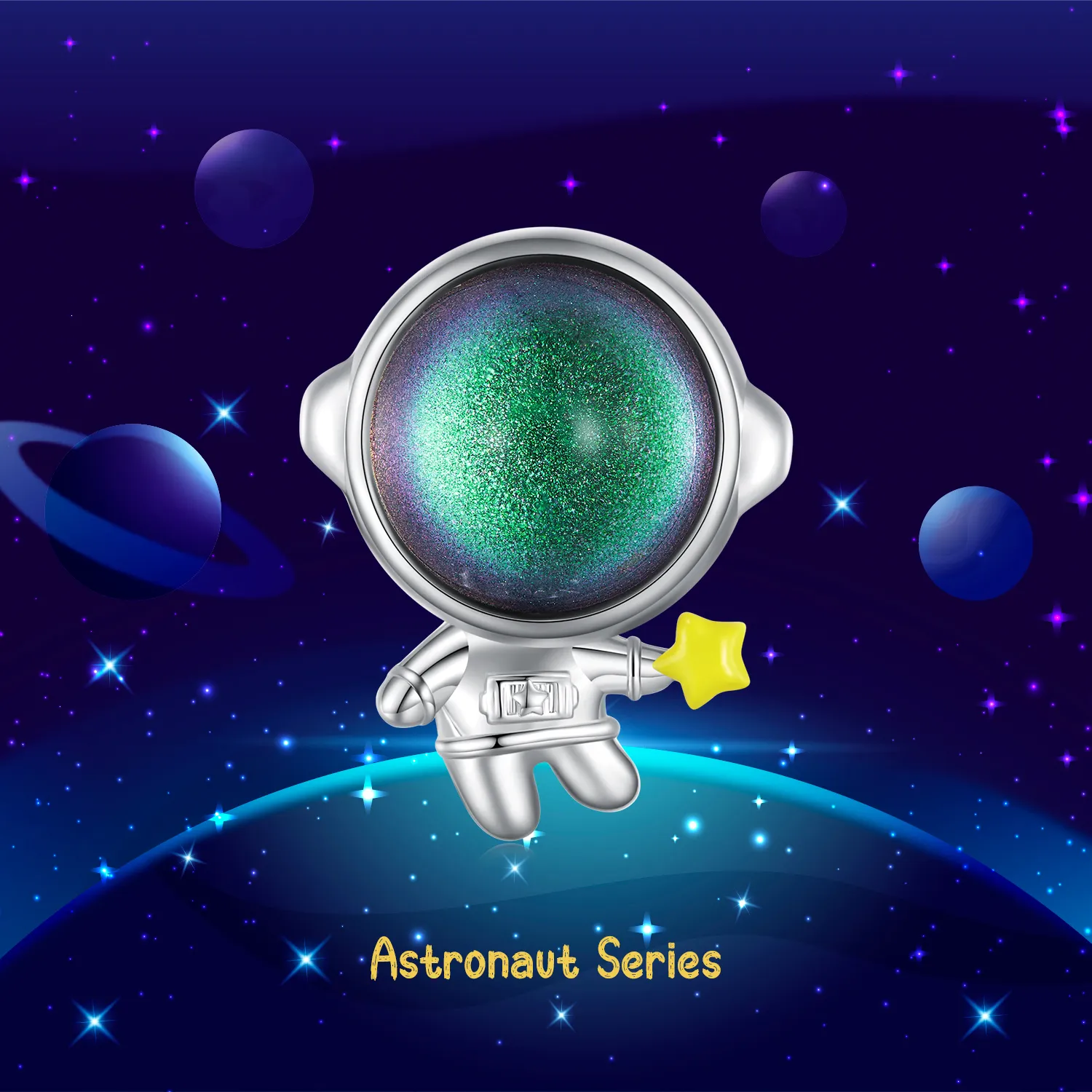 Pandora Style Astronaut Star Charm - BSC793