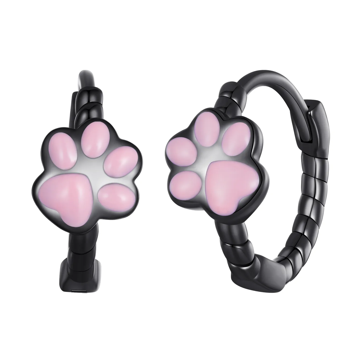 pandora style black cat claw hoop earrings sce1576