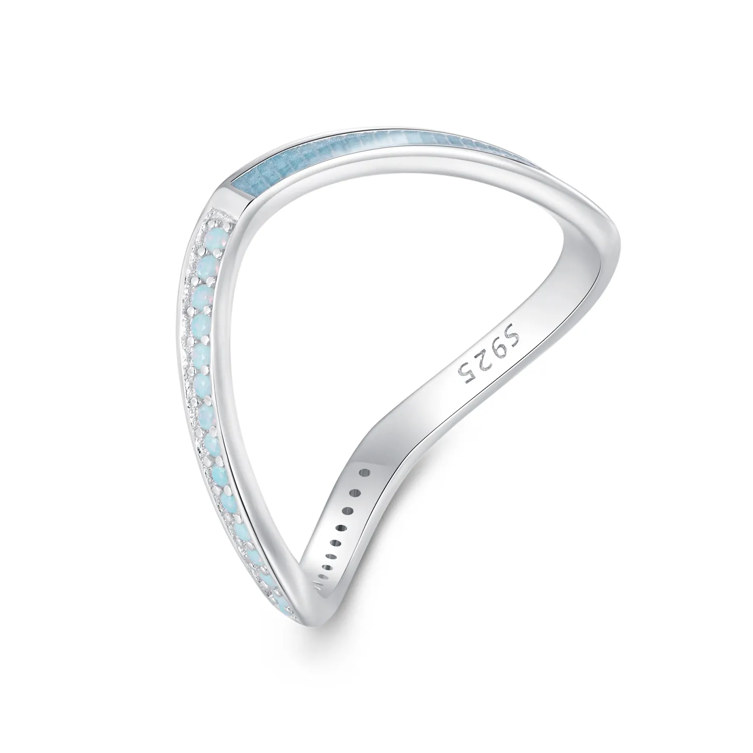 Pandora Style Blue Wish Bone Ring - SCR945-LB