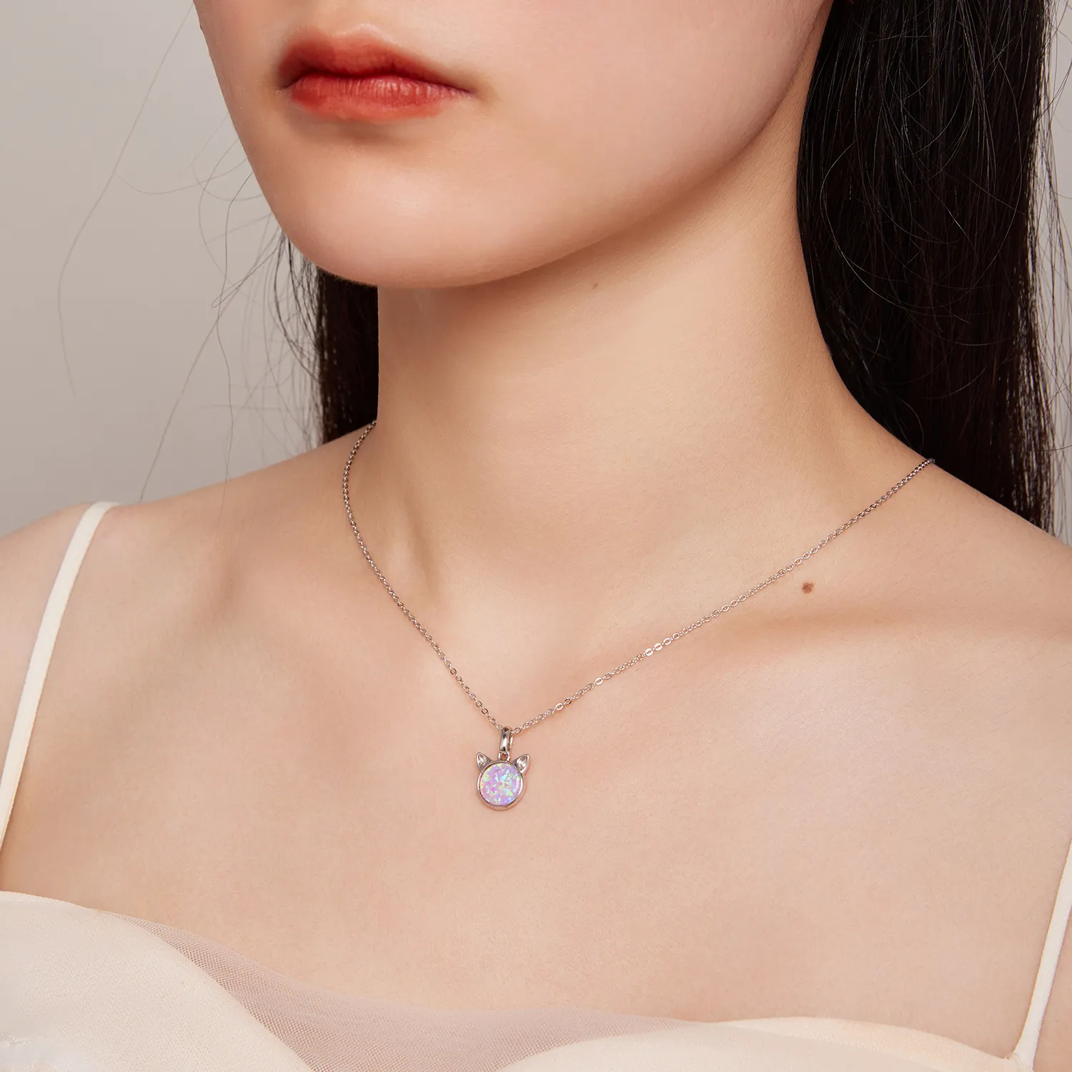 Pandora Style Cat Opal Necklace - SCN496