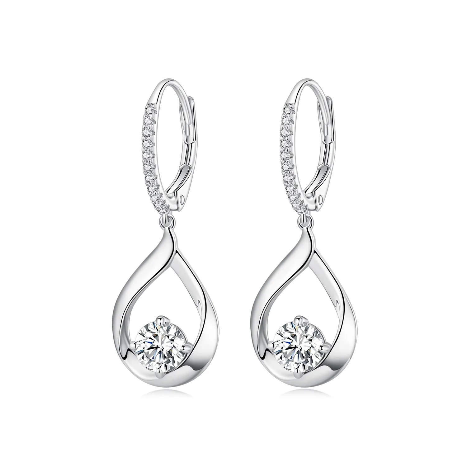 Pandora Style Drop Moissanite Earrings(Two Certificates) - MSE032