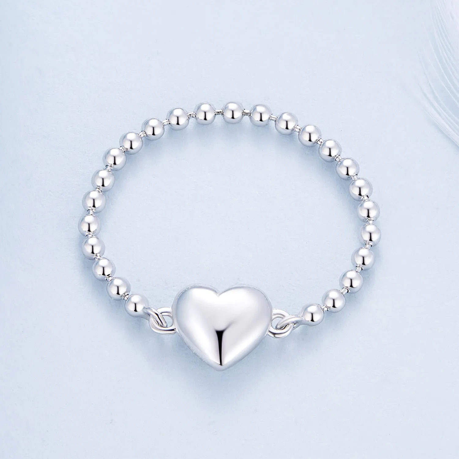 Pandora Style Heart Shape Chain Ring - BSR488