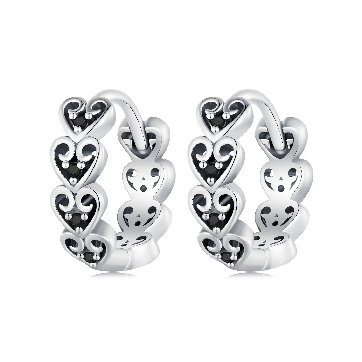 pandora style heart shaped hoop earrings sce1613