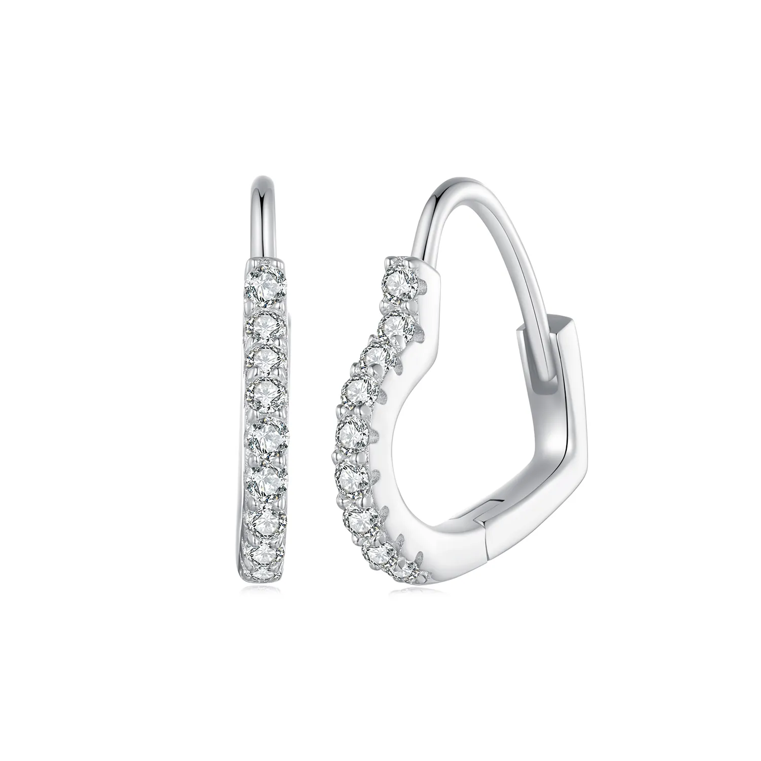 Pandora Style Heart-Shaped Moissanite Hoop Earrings(One Certificate) - MSE035