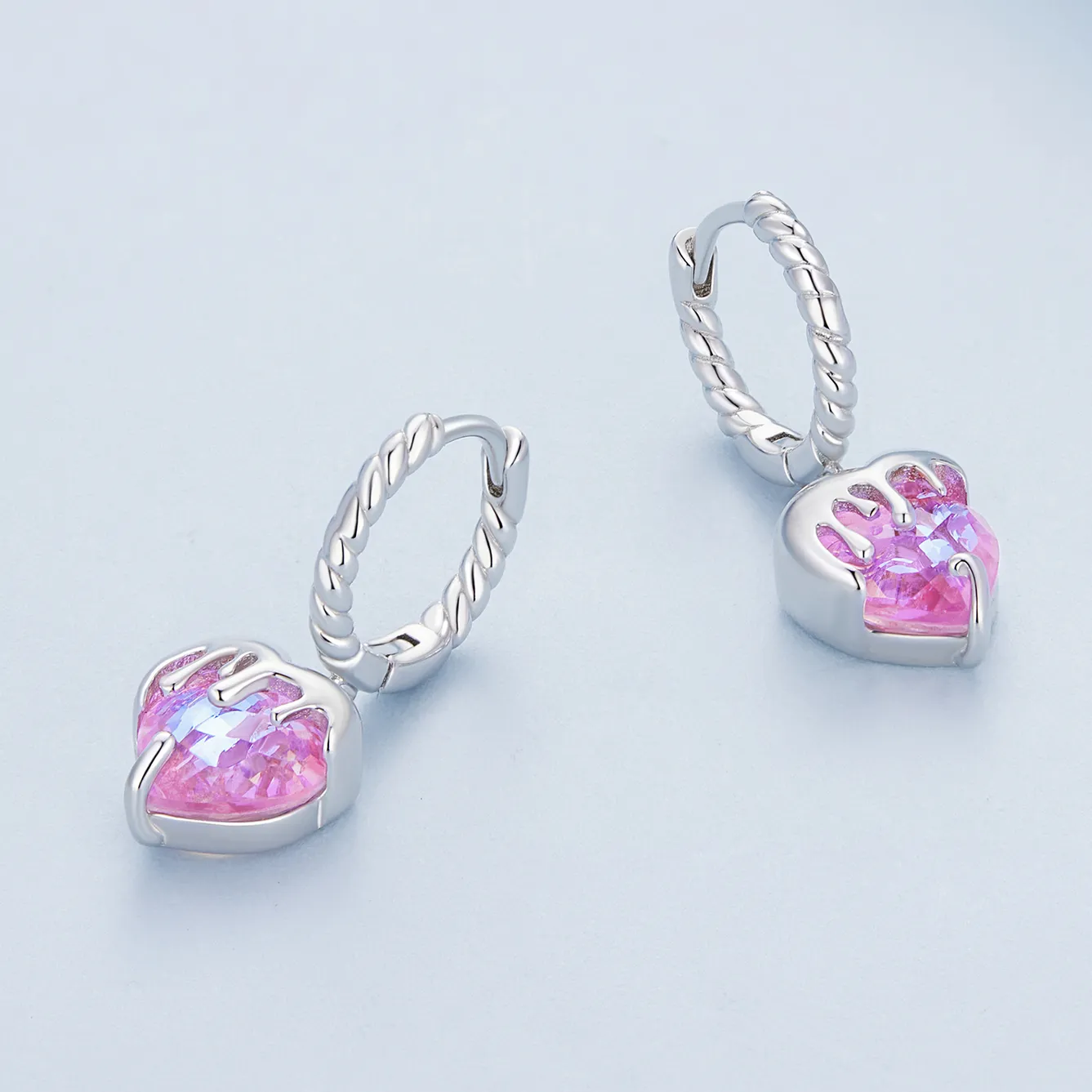 Pandora Style Melting Heart Hoop Earrings - BSE833