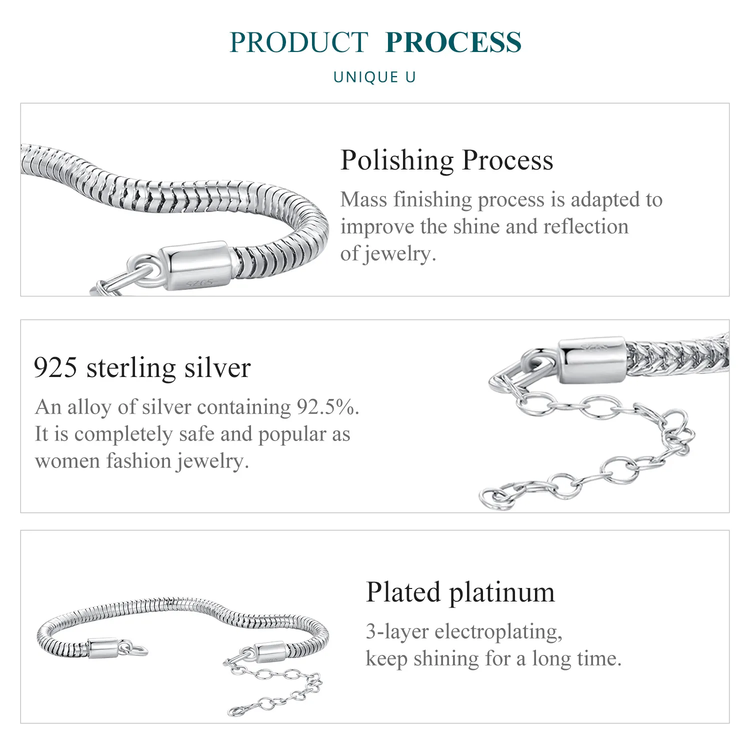 Pandora Style Snake Bone Chain Chain Bracelet - BSB150