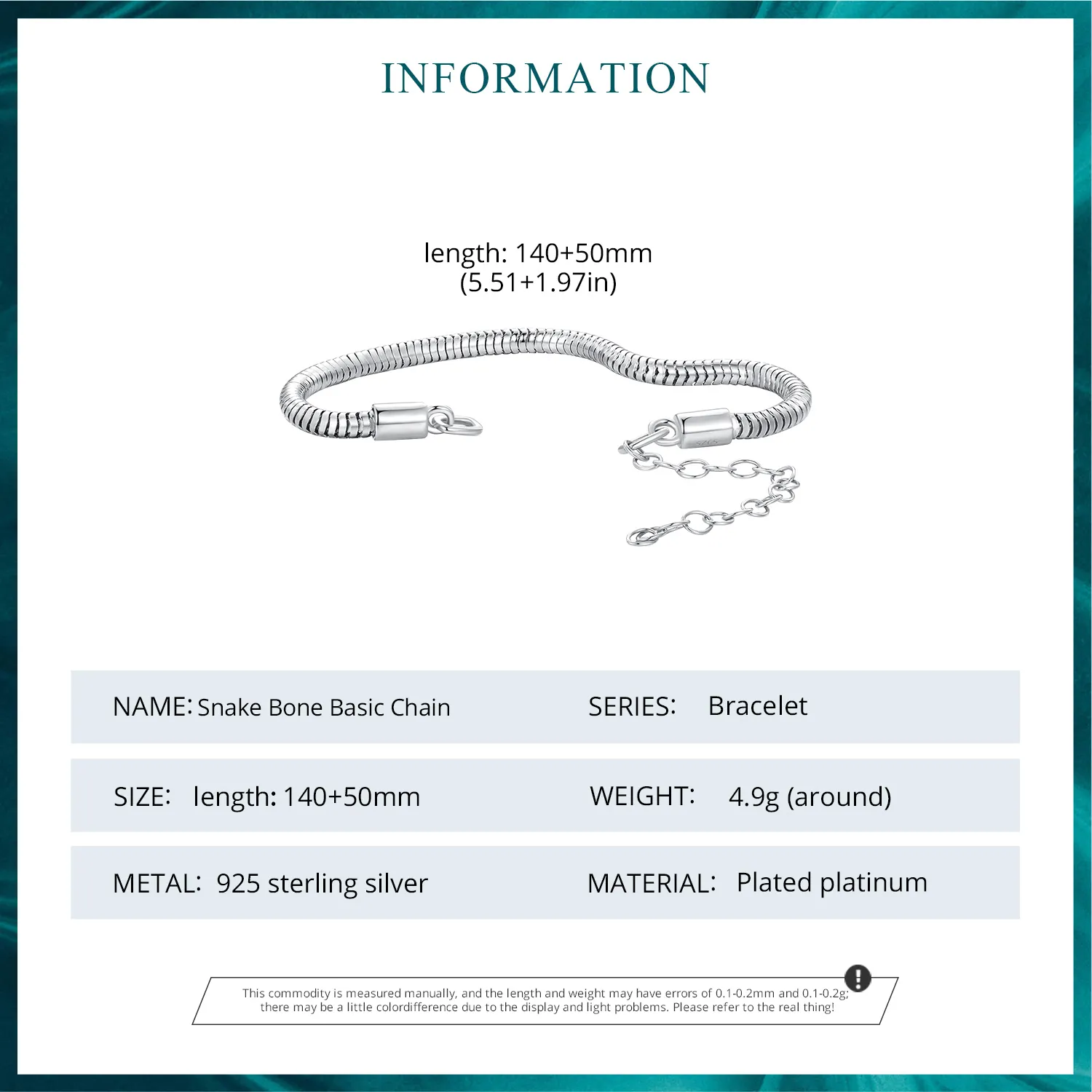 Pandora Style Snake Bone Chain Chain Bracelet - BSB150