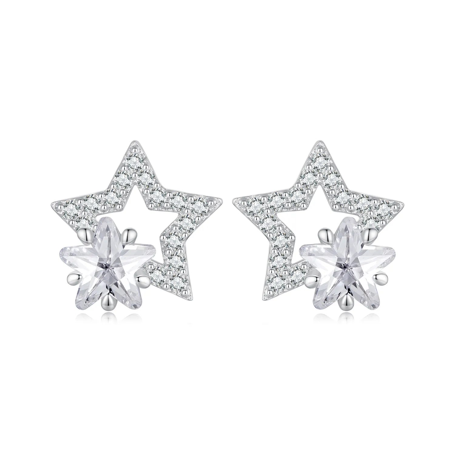 pandora style star studs earrings bse878