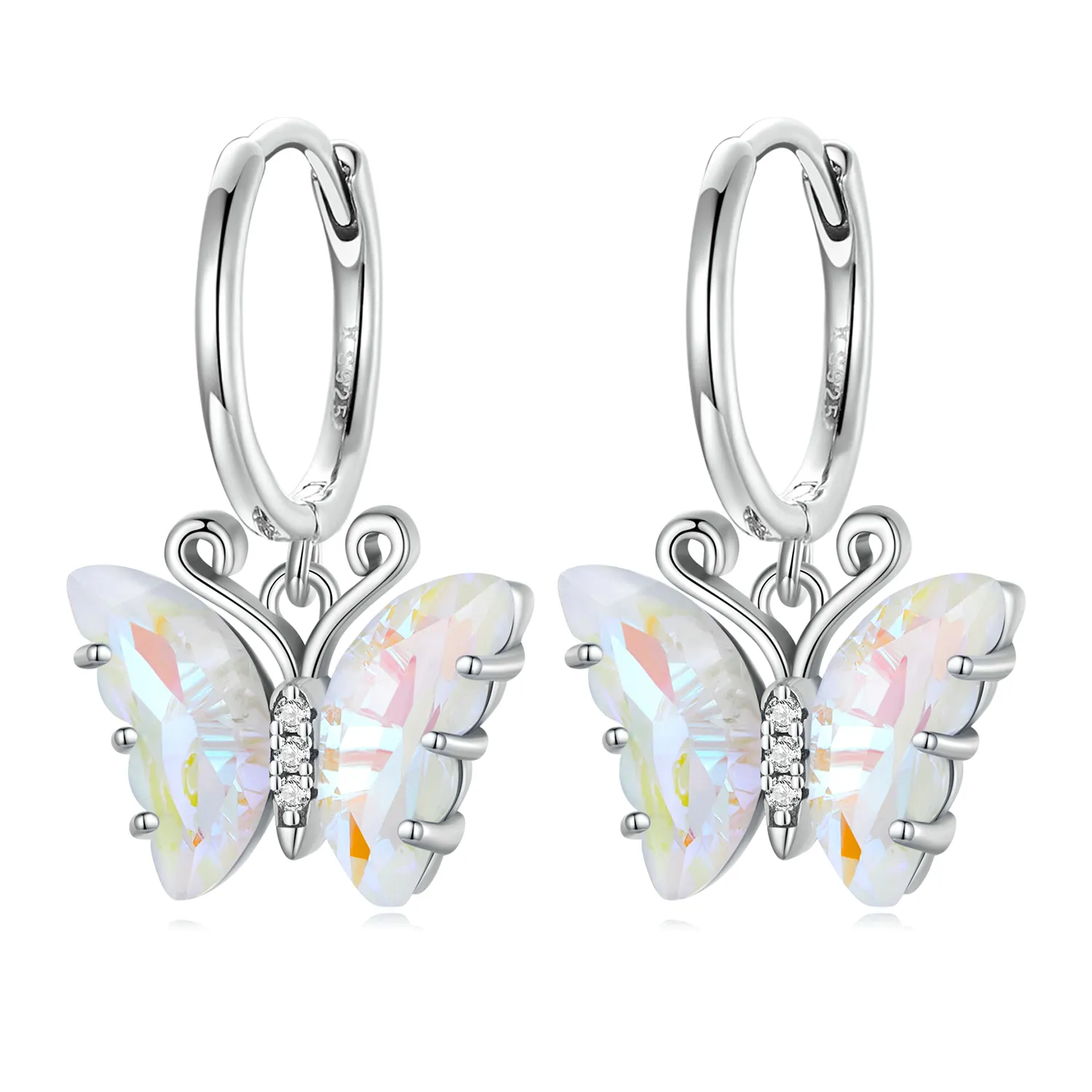 pandora style symphony butterfly hoop earrings sce1588 cf