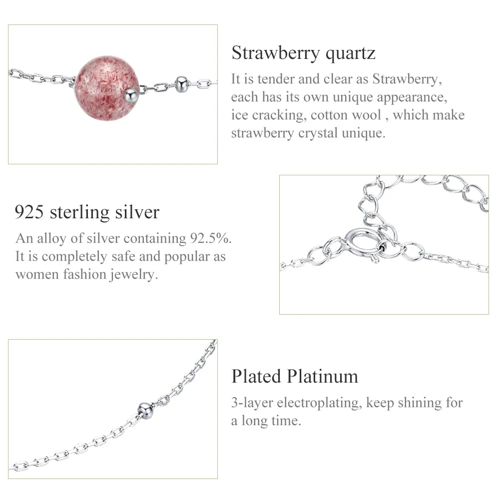 Silver Quartz Strawberry Anklet - SCT012