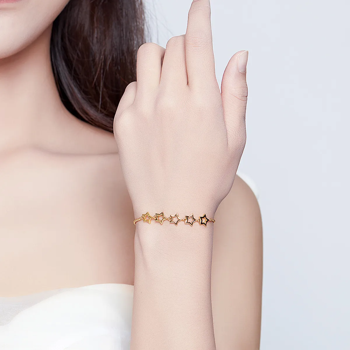 Pandora Style Gold-Plated Guardian Star Chain Slider Bracelet - SCB162