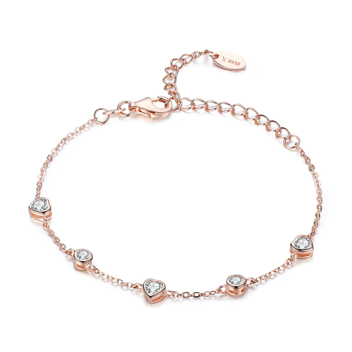 pandora style rose gold beauty of simplicity five clip chain slider bracelet scb097