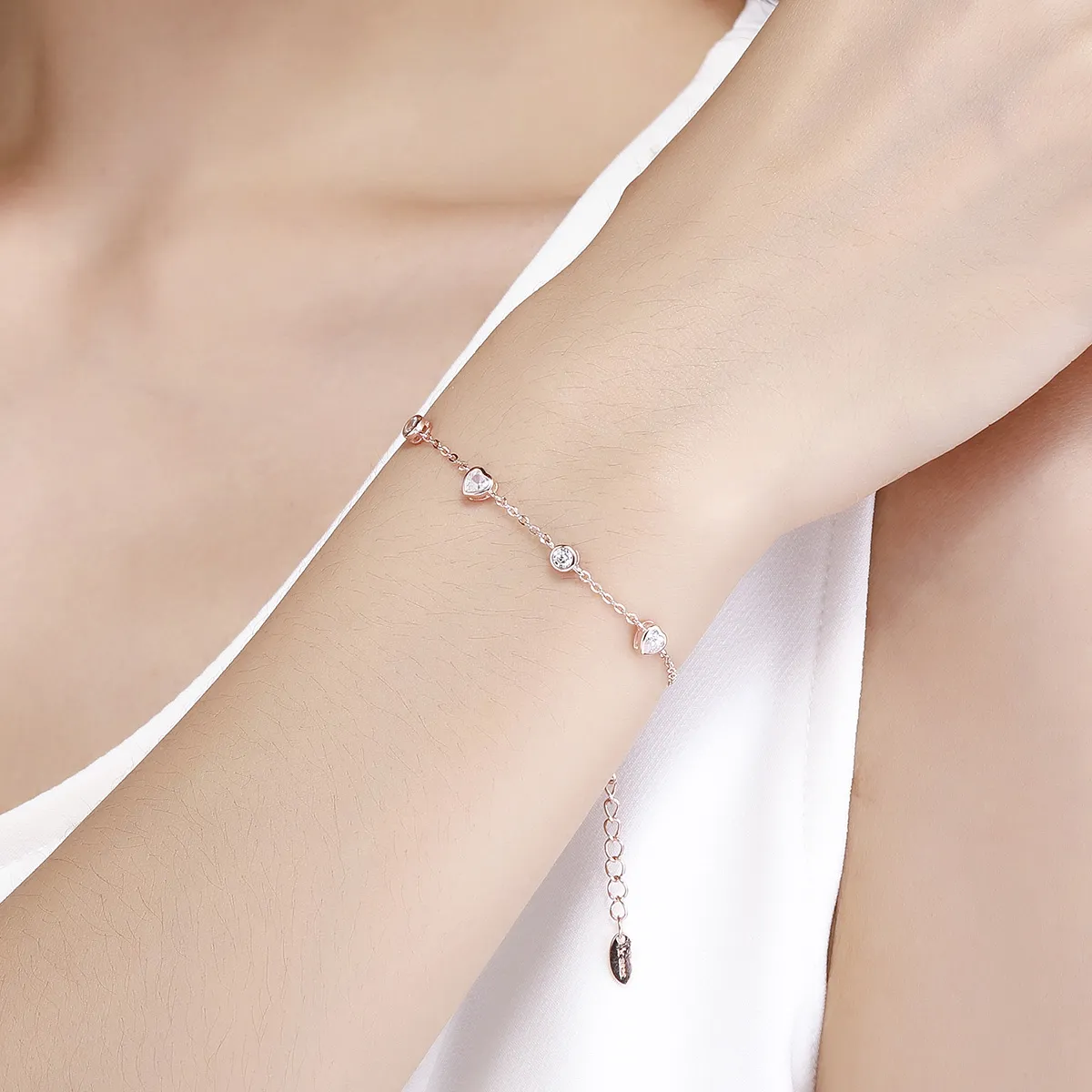 Pandora Style Rose Gold Beauty of Simplicity Five Clip Chain Slider Bracelet - SCB097