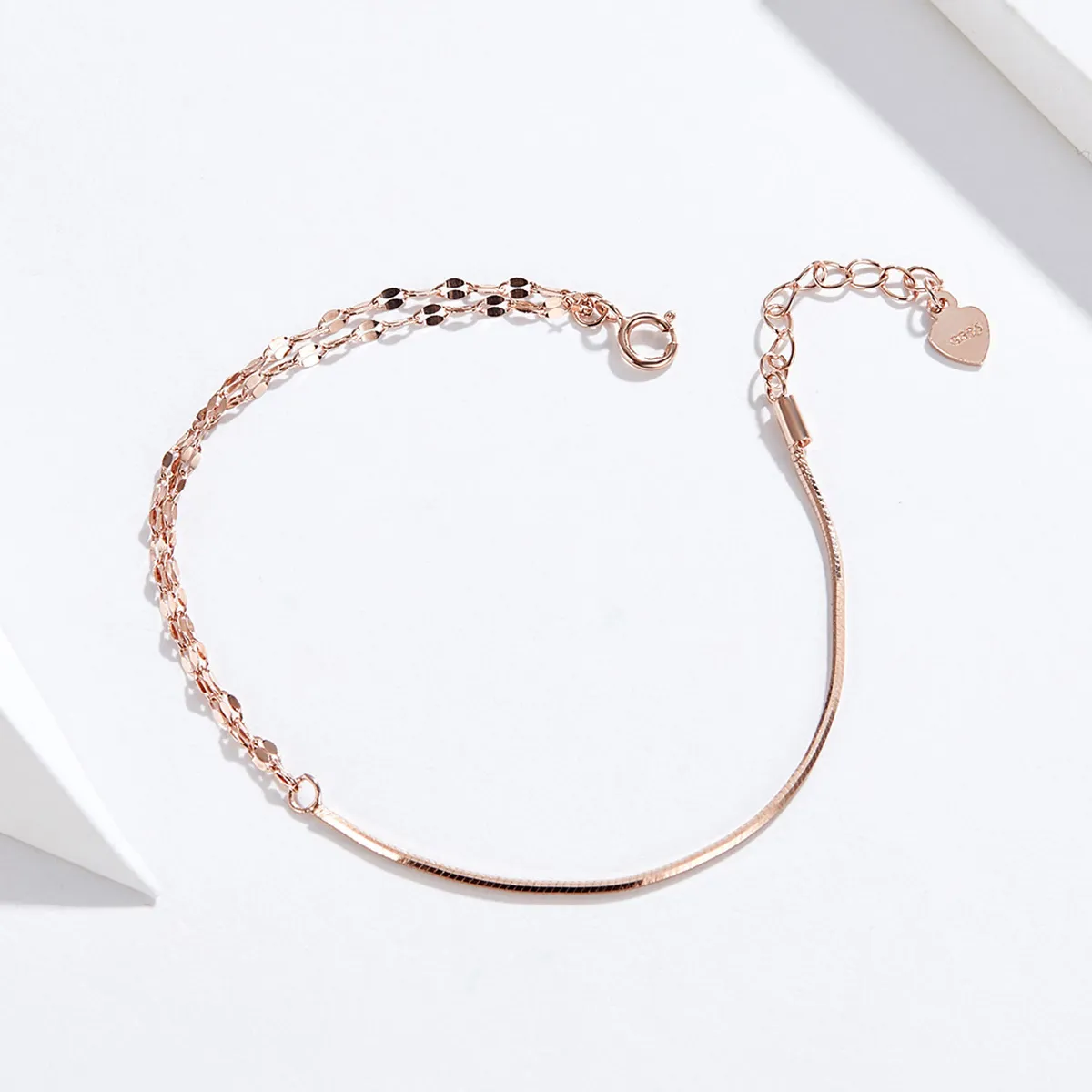 Pandora Style Rose Gold Simple Line Bracelet - SCB149