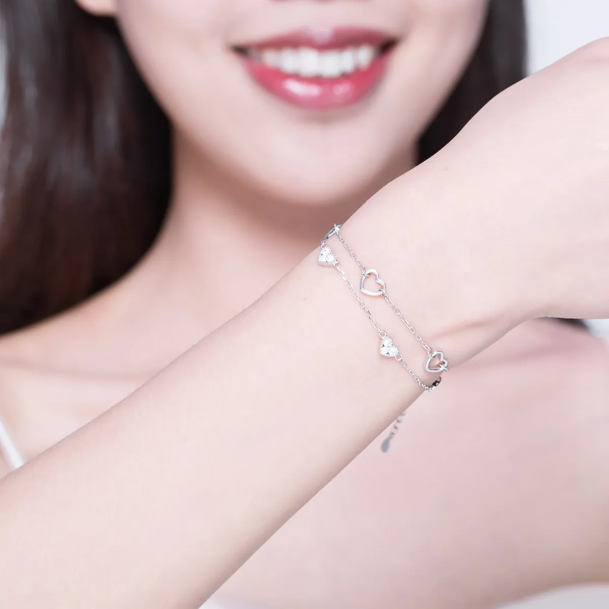 Pandora Style Silver Beautiful Love Chain Slider Bracelet - SCB151