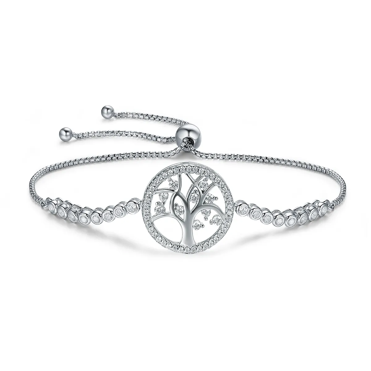 pandora style silver bright tree of life slider bracelet scb035