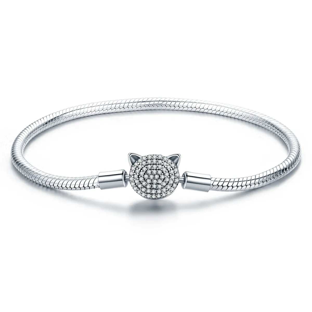 pandora style silver cute cat chain bracelet scb053