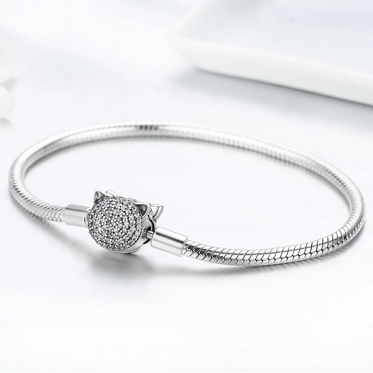 Pandora Style Silver Cute Cat Chain Bracelet - SCB053