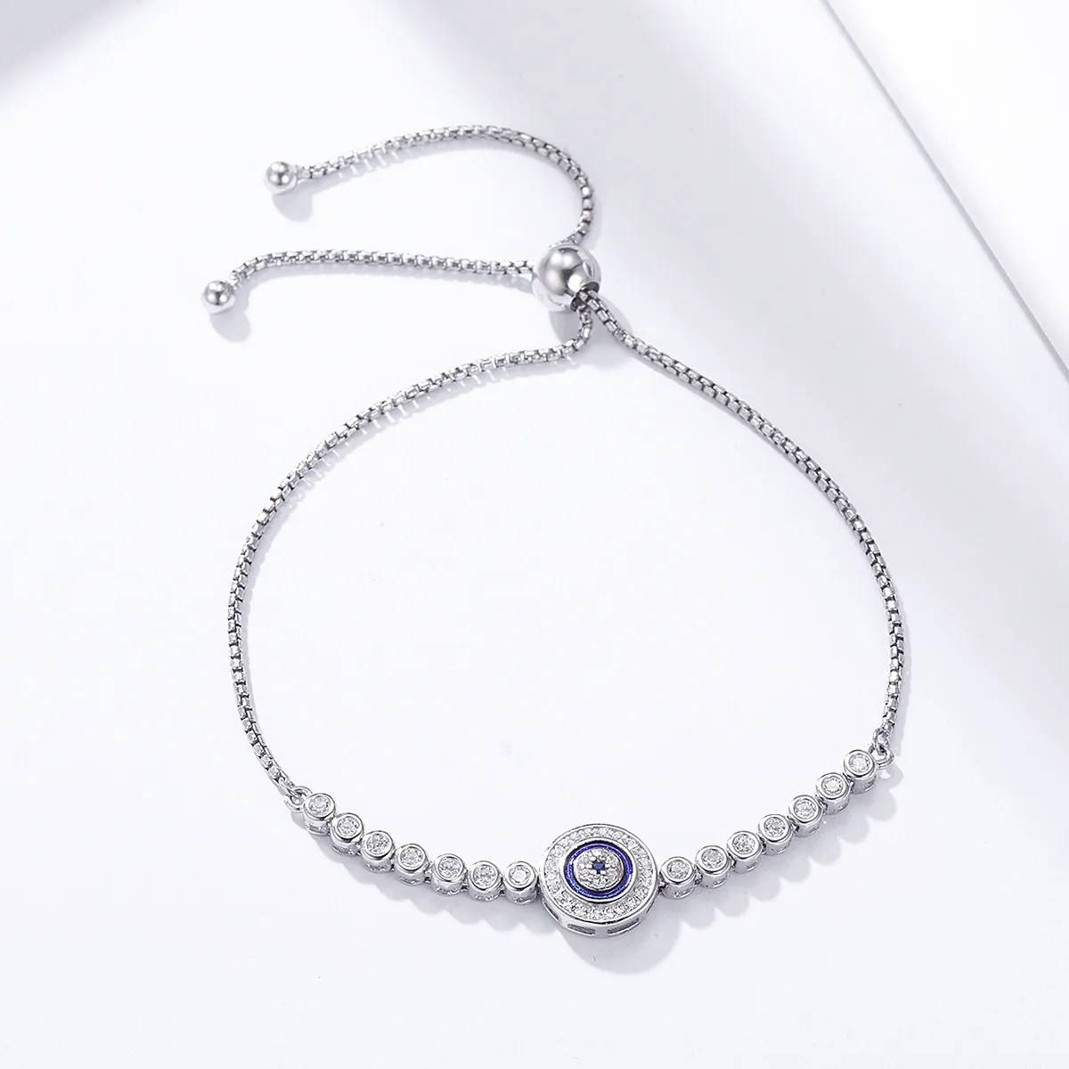 Pandora Style Silver Devil's Eye Slider Bracelet - SCB033