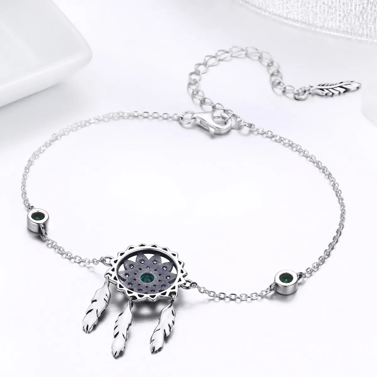Pandora Style Silver Dreamcatcher Chain Slider Bracelet - SCB078