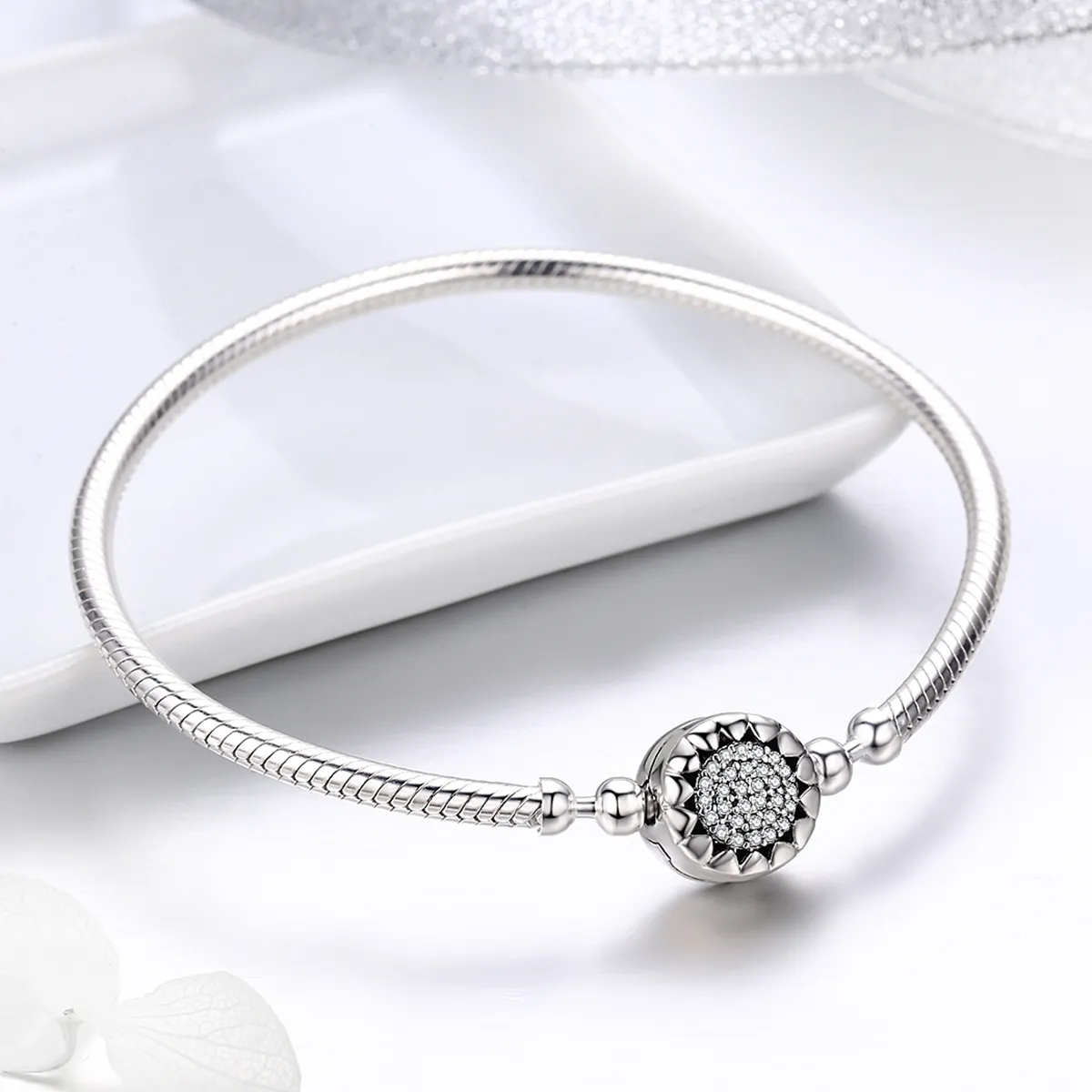 Pandora Style Silver Elegance Bright Heart Chain Bracelet - SCB059