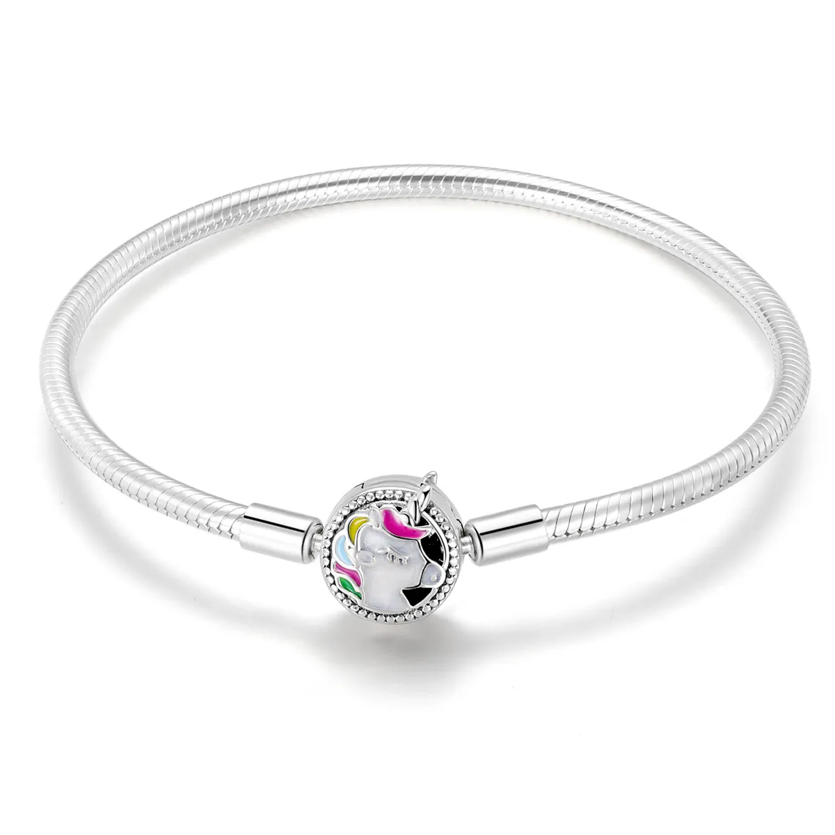 pandora style silver enamel unicorn memory chain bracelet scb083