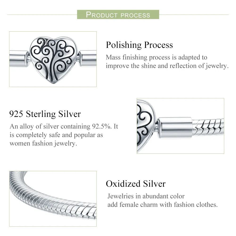 Pandora Style Silver Family Tree Chain Bracelet - SCB066
