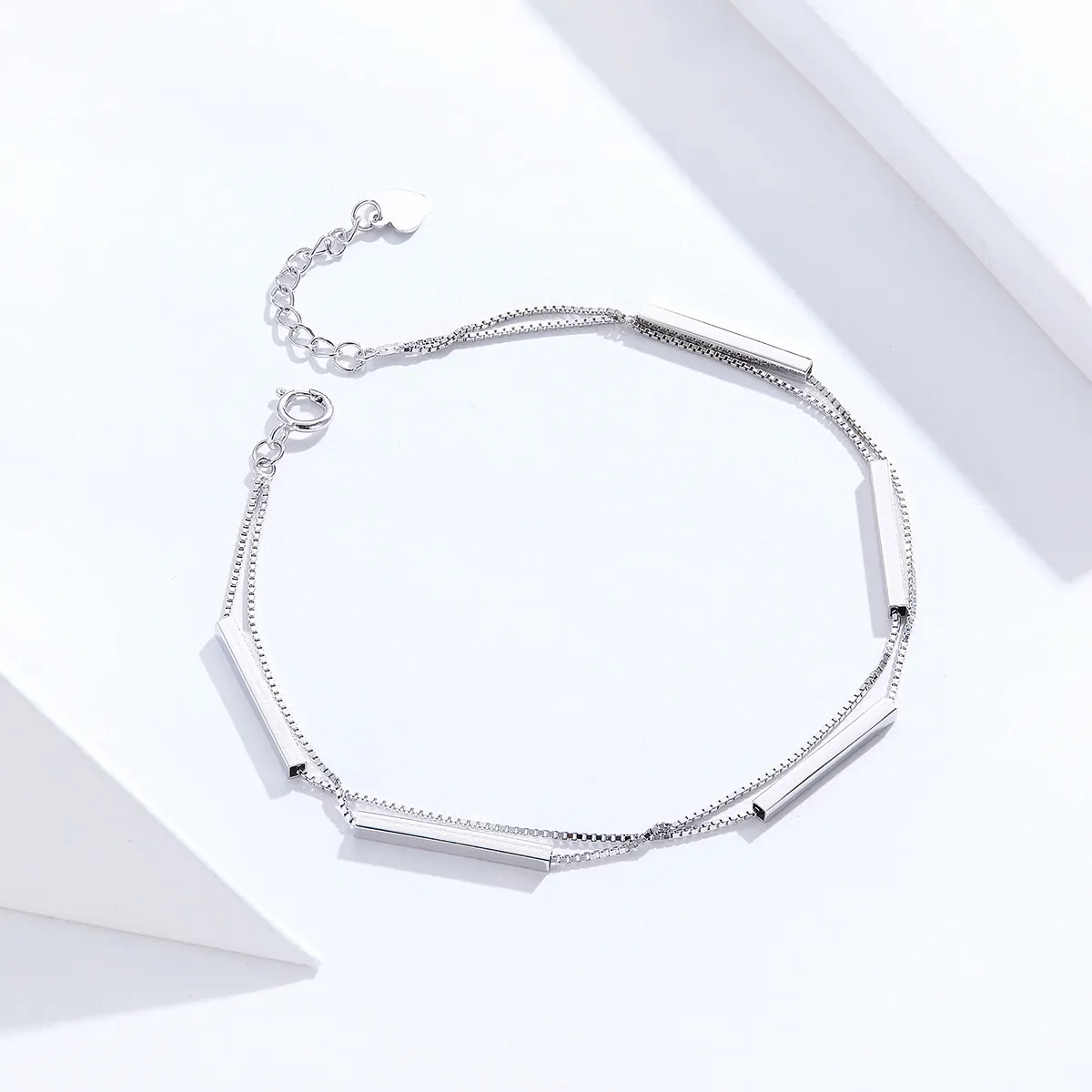 Pandora Style Silver Geometry Chain Slider Bracelet - SCB170