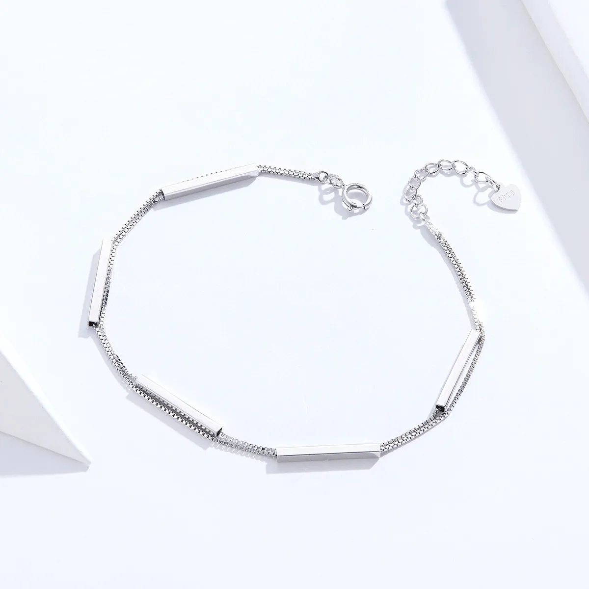 Pandora Style Silver Geometry Chain Slider Bracelet - SCB170