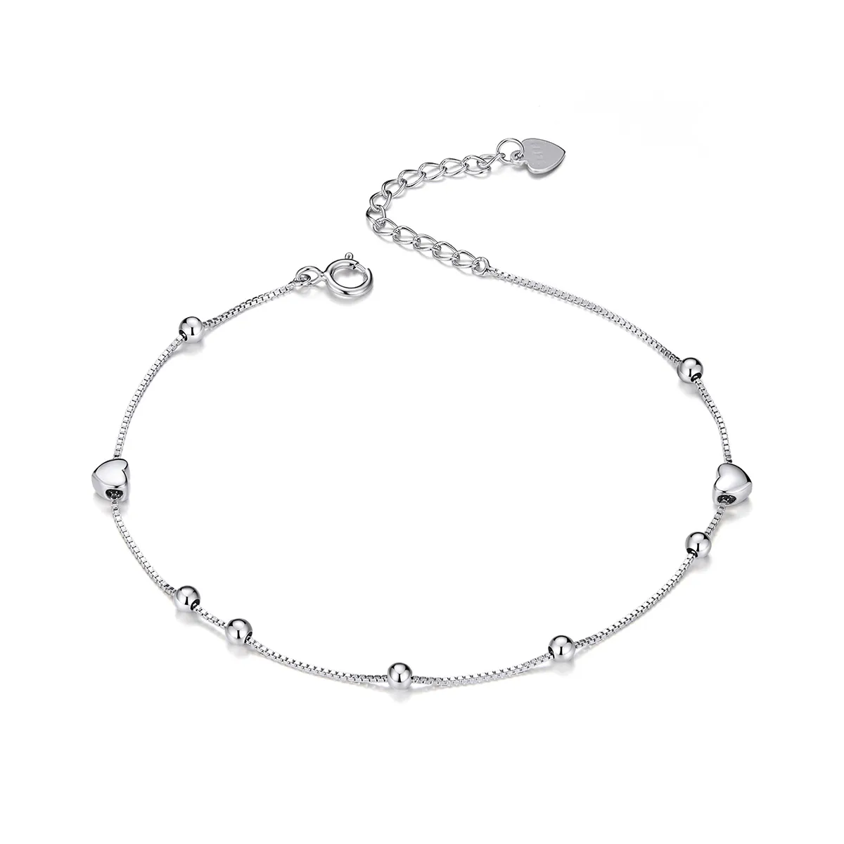 Pandora Style Silver Heart Chain Slider Bracelet - SCB172