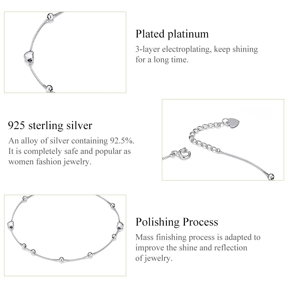 Pandora Style Silver Heart Chain Slider Bracelet - SCB172